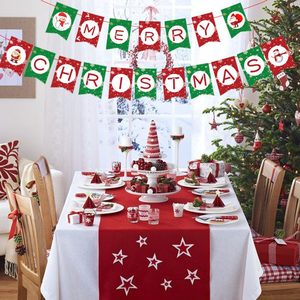 Merry Christmas Balloons Banner Cupcake Toppers Party Decoration