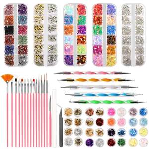 Nail Art Tools Kit DIY Nail Brushes Pens Rhinestone Foil Set