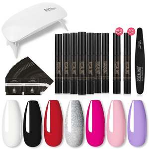 Gel Nail Polish Pen Set Soak Off UV Lamp Nail Art Kit