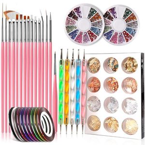 Nail Art Tools Kit DIY Nail Brushes Pens Rhinestone Set
