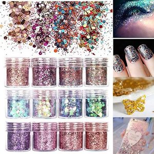 Antiques Collectables 1: 12 Bottles Nail Art Set 3D Glitter Sequins UV Epoxy Resin Pigment