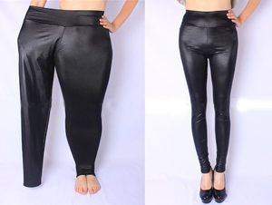 Leather Looking Leggings High Waist Plus Size 18