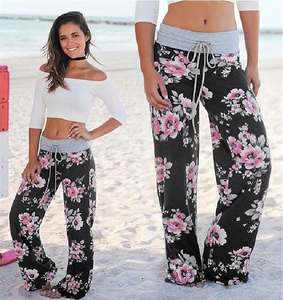 Black Blossom Charm Floral Relaxed Wide Leg Baggy Pants