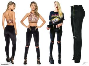 Velvet Double Zip Hollow Out Skinny Pants