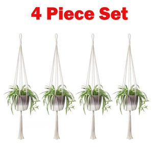 4 Pack Macrame Plant Hanger Cotton Rope Hanging Planter Basket