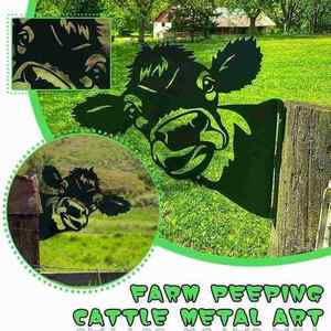 Metal Arts Garden Sculptures Farm Peeping Ornament Cow