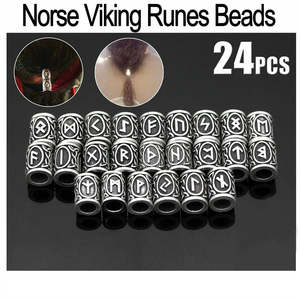 Jewellery And Watches 1: 24pcs Norse Vikings Runes Beard Beads Hair Set