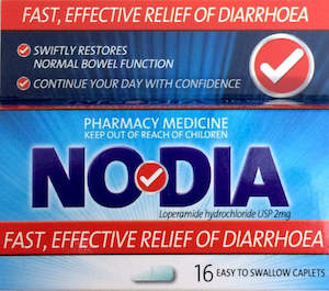 Anti Diarrhoea: NODIA For Diarrhoea - 2mg 16 Caplets (2 Pack)