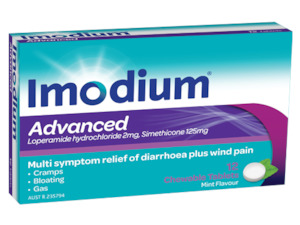 Anti Diarrhoea: IMODIUM ADVANCED CHEWABLE TABLETS 2MG 12