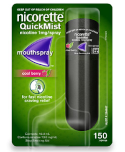 Smoking Cessation: Nicorette QuickMist Mouth Spray 150 sprays Cool Berry