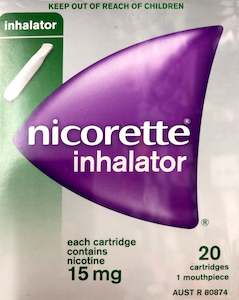 Smoking Cessation: Nicorette inhalator 15mg 20 catridges 1 mouthpiece