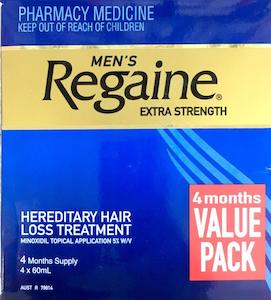 Regaine: Regaine Men's Extra Strength Minoxidil 5% 4 months 4 * 60 ml Pharmacy Medicine Quantity Restriction (1) Applies