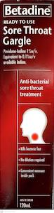 Antiseptics: Betadine Sore Throat Gargle Ready To Use 120ml