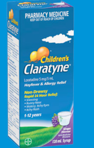 Allergies Hayfever Sinus: claratyne childrens syrup grape 60ml