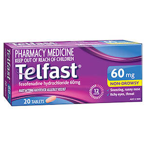 Allergies Hayfever Sinus: Telfast 60mg 20 Tablets