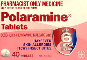 Polaramine 2mg Tablets - Colour Free 40 Tablets, Pharmacist Only Medicine