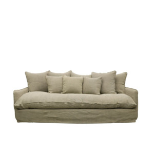 Products: Lotus Slipcover Sofa 3 Seater Khaki – Linen
