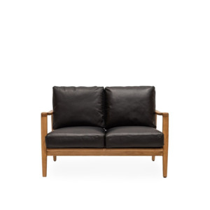 Products: Reid 2 Seater Black Leather Natural Frame