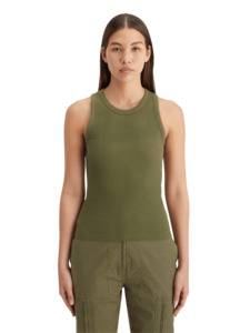 Scotch Soda: Racer Rib Tank | Washed Military