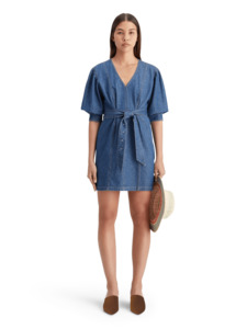 Scotch Soda: Belted V-neck Washed Denim | Washed Indigo