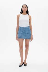 Sali Skirt | Blue Pinstripe Denim