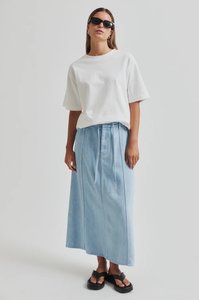 Second Female: Irvin Denim Skirt | Light Blue Denim