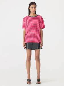 In Stock Items Only: Stripe Boyfriend T-shirt | Red/Pink/Washed Navy