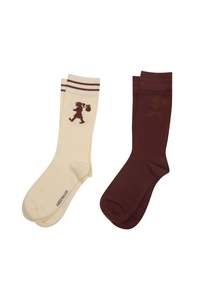 Under 100: Runaway Girl Socks 2pk | Cream Mahogany