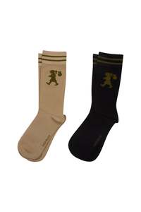 Under 100: Runaway Girl Socks 2pk | Black Sesame