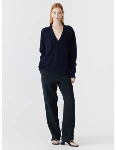 Low V-Neck Slouch Knit | Ink