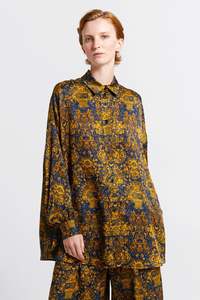 Oversized Walker Shirt | Navy/Antique Gold