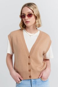 Sale Karen Walker: Mina Button Up Cashmere Vest | Camel