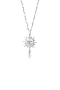 Palm2024 Gift Ideas: Sun Necklace with 1 x 5mm Teardrop Freshwater Pearl | Silver