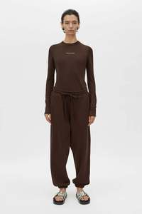 25 Winter Sale Further Discount: Park Long Sleeve Logo Top | Bitter Chocolate