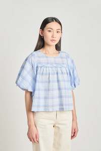 Pearly gates blouse | Pale Blue Check