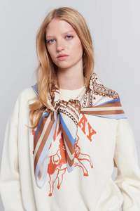 In Stock Items Only: Carousel Classic Silk Scarf | Cream Multi
