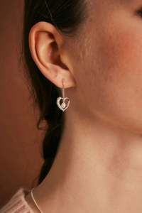 In Stock Items Only: Flaming Heart Pearl Drop Earrings | Stirling Silver