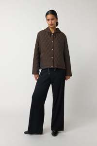 Quilted Cropped Parka | Espresso