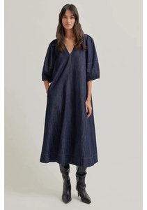 Second Female: Dera Denim Dress | Dark Denim Blue