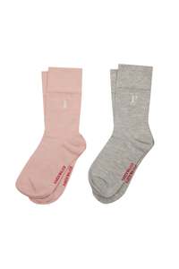 Under 100: Runaway Embroidered Socks 2 Pack | Blush/Light Grey