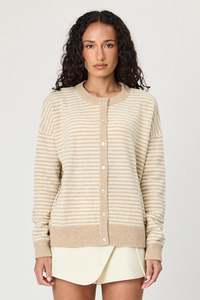 Tali Cardigan | Latte Stripe