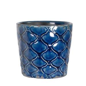 Indoor Pots: Nautilus Pot Navy - SMALL 14CM(W)X13CM(H)