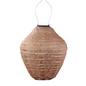 Solar Lantern Jar Ikat Pink 30CM