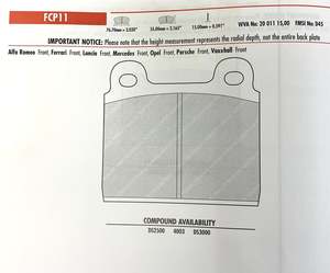 Ferodo Brake Pads: Ferodo FCP11C Brake Pads 4003