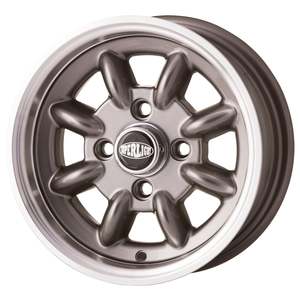 JBW 12x5 Superlight 4x101.6 - ET14 Mini Wheel  gunmetal with polished lip