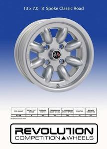 13 Inch Wheels: Revolution 13 x 7.0 4x108 8 spoke Escort Group 4 ET0