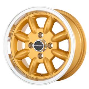 13 Inch Wheels: JBW 13 x 6.0 Superlite 4 x 108 ET16 Wheel Gold with Polished lip