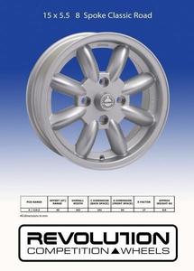 Toyota Wheels: Revolution 15X5.5 8 Spoke 4x114.3 et20 Silver