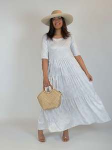 TE APA TIERED DRESS - MOTHER OF PEARL