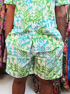 Panikeke Man: KAMATA 2.0 GREEN & BLUE MENS BEACH SHORTS